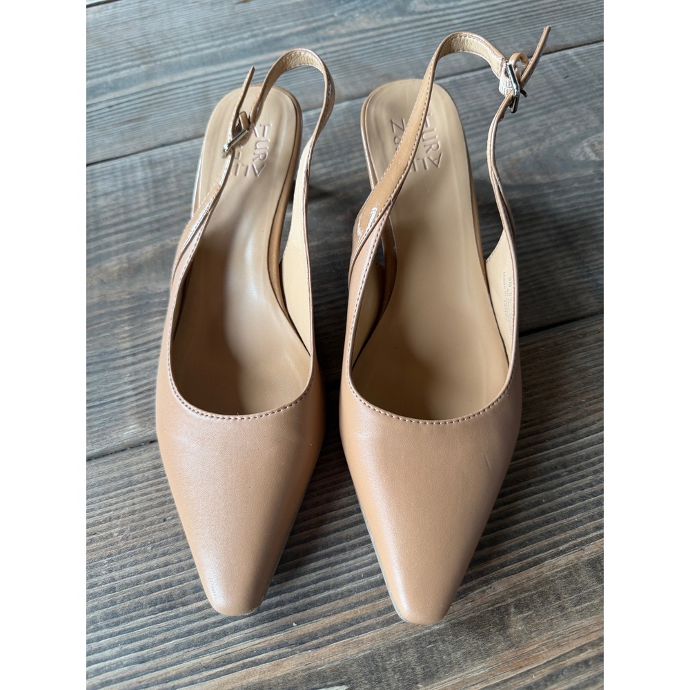Naturalizer Tansy Tan Pointed Toe Slingback Kitten Heel Pumps Womens 9M Office
